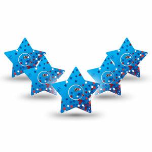 ExpressionMed Confetti Stars Freestyle Libre 3 and Libre 3 Plus Star Shape Tape 5-Pack Tape and 5-Pack Sticker United States Inspired Star Confetti, Patch CGM Design