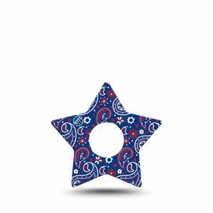 ExpressionMed Independence Paisley Freestyle Libre 3 and Libre 3 Plus Star Shape Tape Single Tape Cool Paisley Print, Patch CGM Design