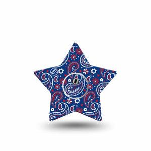 ExpressionMed Independence Paisley Freestyle Libre 3 and Libre 3 Plus Star Shape Tape Single Tape and Single Sticker Summer Ornamental Print, Patch CGM Design