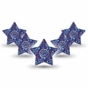 ExpressionMed Independence Paisley Freestyle Libre 3 and Libre 3 Plus Star Shape Tape 5-Pack Tape and 5-Pack Sticker Cool Paisley Print, Patch CGM Design