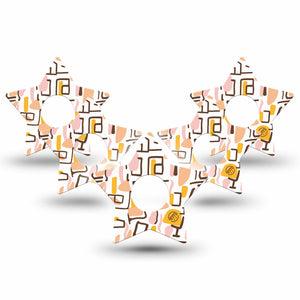 ExpressionMed Squiggles Freestyle Libre 3 and Libre 3 Plus Star Shape Tape, 5-Pack Tape Whimsical Geometric Pattern, Patch CGM Design