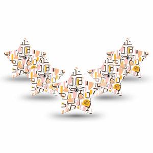 ExpressionMed Squiggles Freestyle Libre 3 and Libre 3 Plus Star Shape Tape, 5-Pack Tape and 5-Pack Sticker Whimsical Geometric Pattern, Patch CGM Design