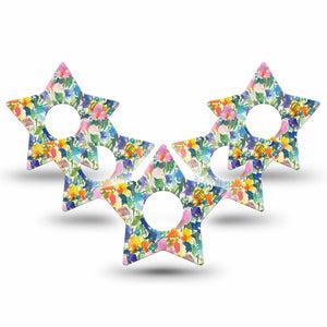 ExpressionMed Summer Fling Freestyle Libre 3 and Libre 3 Plus Star Shape Tape, 5-Pack Tape Airy Vibe Flowers, Patch CGM Design