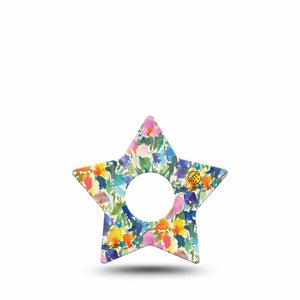 ExpressionMed Summer Fling Freestyle Libre 3 and Libre 3 Plus Star Shape Tape, Single Tape Painted Garden, Patch CGM Design