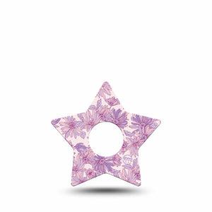 ExpressionMed Purple Daisy Freestyle Libre 3 and Libre 3 Plus Star Shape Tape, Single Tape Calming Purple Hues, Patch CGM Design