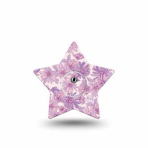 ExpressionMed Purple Daisy Freestyle Libre 3 and Libre 3 Plus Star Shape Tape, Single Tape and Single Sticker Calming Purple Hues, Patch CGM Design