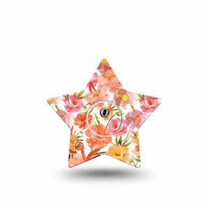 ExpressionMed Peach Dusk Freestyle Libre 3 and Libre 3 Plus Star Shape Tape, Single Tape and Single Sticker Summer Gossamer Garden, Patch CGM Design