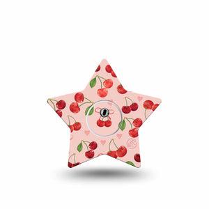 ExpressionMed Cherries Freestyle Libre 3 and Libre 3 Plus Star Shape Tape, Single Tape and Single Sticker Summer Fruit, Patch CGM Design