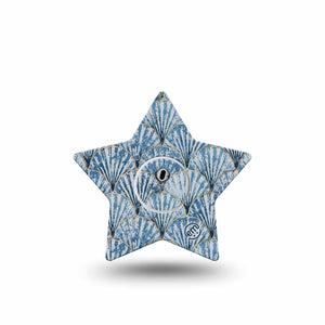 ExpressionMed Seashells Freestyle Libre 3 and Libre 3 Plus Star Shape Tape, Single Tape and Single Sticker Summertime Sea Shells, Patch CGM Design