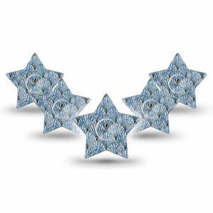 ExpressionMed Seashells Freestyle Libre 3 and Libre 3 Plus Star Shape Tape, 5-Pack Tape and 5-Pack Sticker Aesthetic Sea Shell Pattern, Patch CGM Design