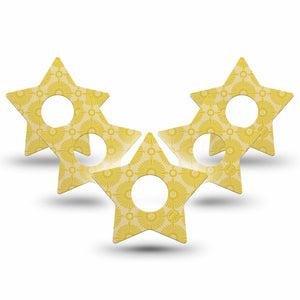 ExpressionMed Yellow Sundress Freestyle Libre 3 and Libre 3 Plus Star Shape Tape, 5-Pack Tape Golden Sunbursts Pattern, Patch CGM Design