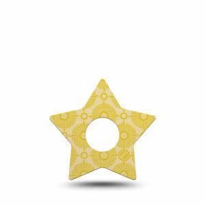ExpressionMed Yellow Sundress Freestyle Libre 3 and Libre 3 Plus Star Shape Tape, Single Tape Beaming Gold Shapes, Patch CGM Design