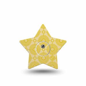 ExpressionMed Yellow Sundress Freestyle Libre 3 and Libre 3 Plus Star Shape Tape, Single Tape and Single Sticker Beaming Gold Shapes, Patch CGM Design