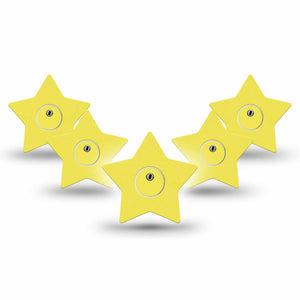 ExpressionMed Butter Yellow Freestyle Libre 3 and Libre 3 Plus Star Shape Tape, 5-Pack Tape and 5-Pack Sticker Basic Color, Patch CGM Design
