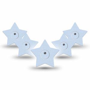 ExpressionMed Light Wash Jeans Freestyle Libre 3 and Libre 3 Plus Star Shape Tape, 5-Pack Tape and 5-Pack Sticker Color Sample Inspired, Patch CGM Design
