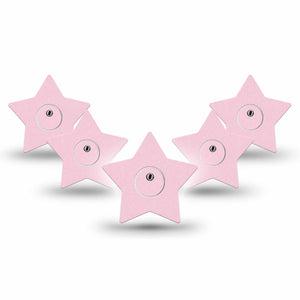 ExpressionMed Baby Pink Freestyle Libre 3 and Libre 3 Plus Star Shape Tape, 5-Pack Tape and 5-Pack Sticker Cotton Candy Pink Inspired, Patch CGM Design