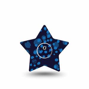 ExpressionMed Blue Drops Freestyle Libre 3 and Libre 3 Plus Star Shape Tape, Single Tape and Single Sticker Deep Blue Light Blue Mix, Patch CGM Design