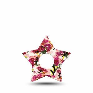 ExpressionMed Maroon Flowers Freestyle Libre 3 and Libre 3 Plus Star Shape Tape, Single Tape Wine Red Gossamer Florals, Patch CGM Design
