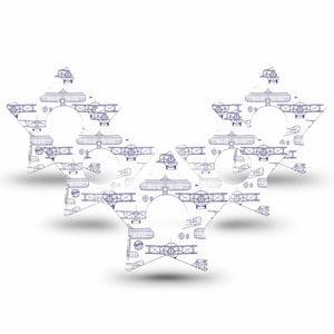 ExpressionMed Airplane Freestyle Libre 3 and Libre 3 Plus Star Shape Tape 5-Pack Tape Aircraft Drawings, Patch CGM Design