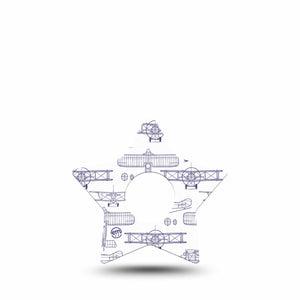 ExpressionMed Airplane Freestyle Libre 3 and Libre 3 Plus Star Shape Tape, Single Tape Small Aircraft Outlines, Patch CGM Design