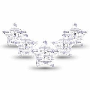 ExpressionMed Airplane Freestyle Libre 3 and Libre 3 Plus Star Shape Tape 5-Pack Tape and 5-Pack Sticker Aircraft Drawings, Patch CGM Design