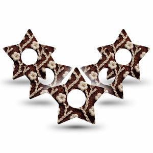 ExpressionMed Cozy Sweater Freestyle Libre 3 and Libre 3 Plus Star Shape Tape 5-Pack Tape Autumn Knit Inspired, Patch CGM Design