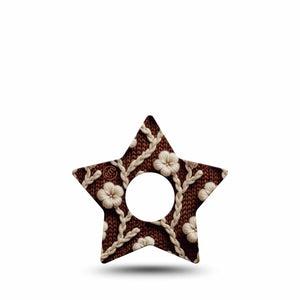 ExpressionMed Cozy Sweater Freestyle Libre 3 and Libre 3 Plus Star Shape Tape, Single Tape Ivory Knitted Inspired Florals, Patch CGM Design