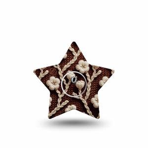 ExpressionMed Cozy Sweater Freestyle Libre 3 and Libre 3 Plus Star Shape Tape, Single Tape and Single Sticker Ivory Knitted Inspired Florals, Patch CGM Design