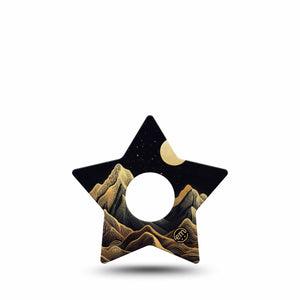 ExpressionMed Black Mountain Freestyle Libre 3 and Libre 3 Plus Star Shape Tape, Single Tape Gold Black Line Mountain Peaks, Patch CGM Design