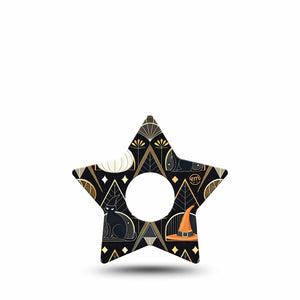 ExpressionMed Art Deco Halloween Freestyle Libre 3 and Libre 3 Plus Star Shape Tape, Single Tape Halloween Pumpkins Witch Hats, Patch CGM Design