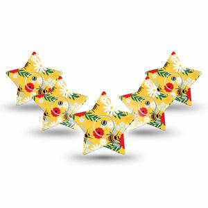 ExpressionMed Bees and Flowers Freestyle Libre 3 and Libre 3 Plus Star Shape Tape 5-Pack Tape and 5-Pack Sticker Bee Harmony Overlay Tape CGM Design