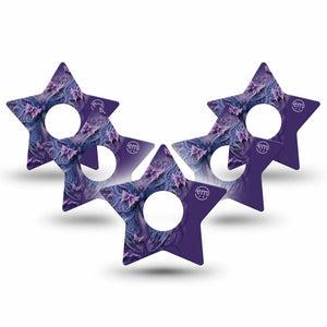 ExpressionMed Purple Butterfly Freestyle Libre 3 and Libre 3 Plus Star Shape Tape 5-Pack Tape Elegant Wings, Plaster CGM Design