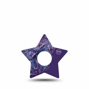 ExpressionMed Purple Butterfly Freestyle Libre 3 and Libre 3 Plus Star Shape Tape Single Tape Butterfly Design, Plaster CGM Design
