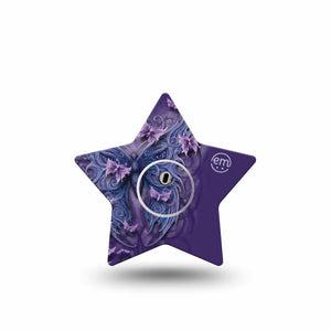 ExpressionMed Purple Butterfly Freestyle Libre 3 and Libre 3 Plus Star Shape Tape Single Tape and Single Sticker Butterfly Art, Plaster CGM Design