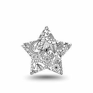 ExpressionMed Color Me Flower Freestyle Libre 3 and Libre 3 Plus Star Shape Tape Single Tape and Single Sticker Elegant Florals Overlay Tape CGM Design