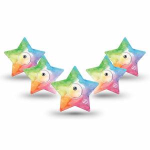 ExpressionMed Rainbow Clouds Star Libre 3 Tape, 5-Pack Tapes and Stickers, Rainbow Illustration Themed, CGM Overlay Patch Design