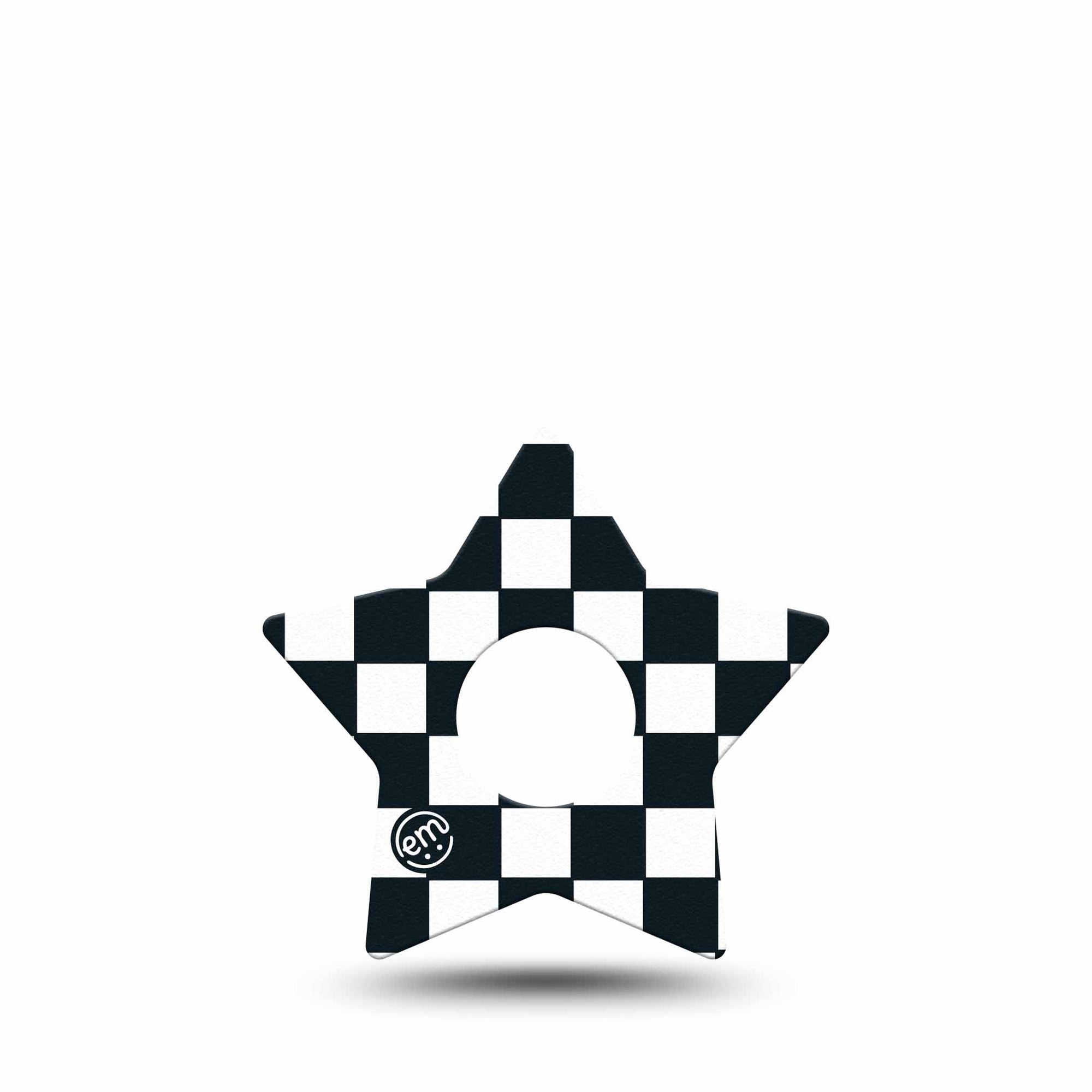 ExpressionMed Checkered Freestyle Libre 3 and Libre 3 Plus Star Shape Tape Single Tape Vintage Checker, Patch CGM Design