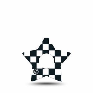 ExpressionMed Checkered Freestyle Libre 3 and Libre 3 Plus Star Shape Tape Single Tape Vintage Checker, Patch CGM Design