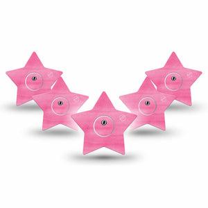 ExpressionMed Pink Horizon Star Libre 3 Tape, 5-Pack Tape and Sticker, Flushed Pink Inspired, CGM Plaster Patch Design