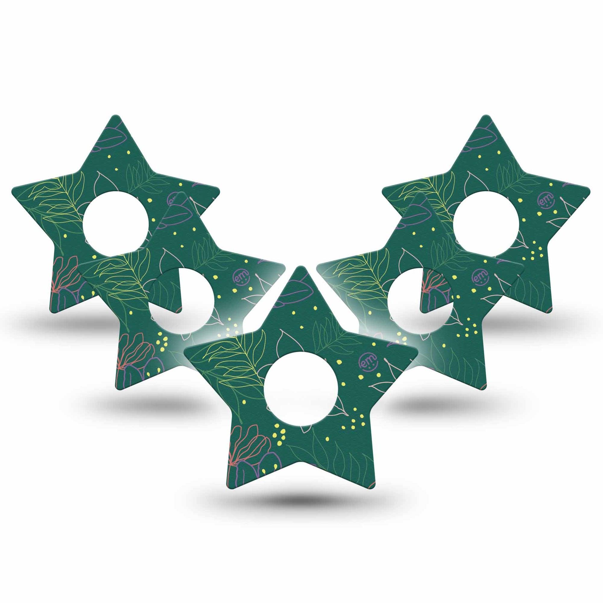 ExpressionMed Graphic Petals Freestyle Libre 3 and Libre 3 Plus Star Shape Tape 5-Pack Tape Artistic Blooms, Patch CGM Design