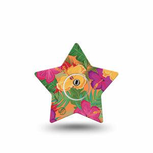 ExpressionMed Bright Hibiscus Freestyle Libre 3 and Libre 3 Plus Star Shape Tape Single Tape and Single Sticker Sunny Petals Overlay Tape CGM Design