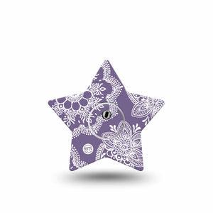 ExpressionMed Purple Henna Freestyle Libre 3 and Libre 3 Plus Star Shape Tape Single Tape and Single Sticker Henna Stencil, Plaster CGM Design