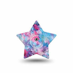 ExpressionMed Ascendant, The Rise Star Libre 3 Tape, Single Tape and Sticker, Tri-colored Star Shape Inspired, CGM Overlay Patch Design