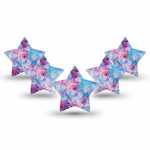 ExpressionMed Ascendant, The Rise Star Libre 3 Tape, 5-Pack Tapes and Stickers, Multicolored Galaxy Inspired, CGM Adhesive Patch Design
