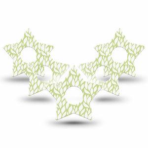 ExpressionMed Sage Greens Freestyle Libre 3 and Libre 3 Plus Star Shape Tape 5-Pack Tape Botanical Leaves, Patch CGM Design