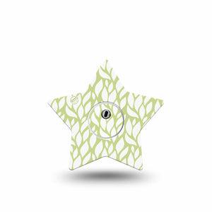 ExpressionMed Sage Greens Freestyle Libre 3 and Libre 3 Plus Star Shape Tape Single Tape and Single Sticker Sage Foliage, Patch CGM Design