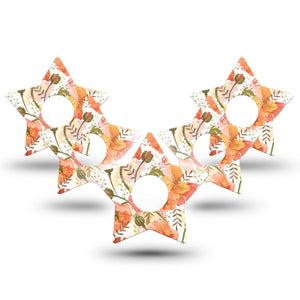 ExpressionMed Peachy Blooms Star Libre 3 Tape, 5-Pack, Exotic Florals Inspired, Plaster Patch Design