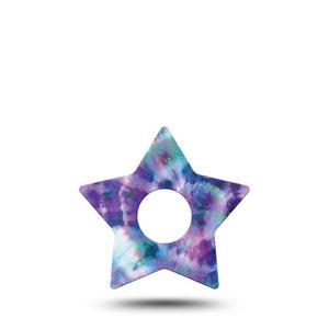 ExpressionMed Purple Tie Dye Star Libre 3 Tape, Single, Calming Tie Dye Themed, CGM Overlay Patch Design