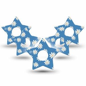 ExpressionMed Painted Daisies Star Libre 3 Tape, 5-Pack, Pretty Little Flowers Inspired, CGM Overlay Patch Design