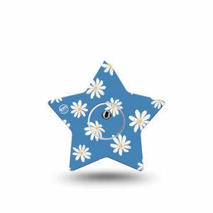 ExpressionMed Painted Daisies Freestyle Libre 3 and Libre 3 Plus Star Shape Tape Single Tape and Single Sticker Simple Florals Inspired, Patch CGM Design